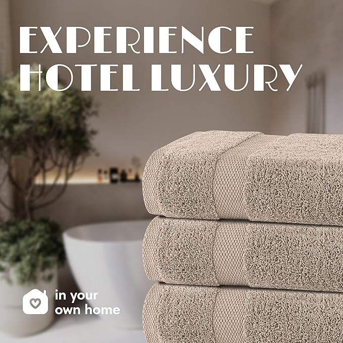 Wealuxe Taupe Bath Towels 27x54 Inch, Cotton Towel Set for Bathroom, Hotel, Gym, Spa, Soft Extra Absorbent Quick Dry 4 Pack