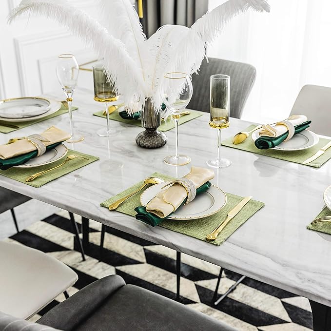 Home Brilliant Cloth Placemats Set of 6 Heat Resistant Dining Table Place Mats Kitchen Table Mats for Spring Holiday Dinner Decor, Grass Green