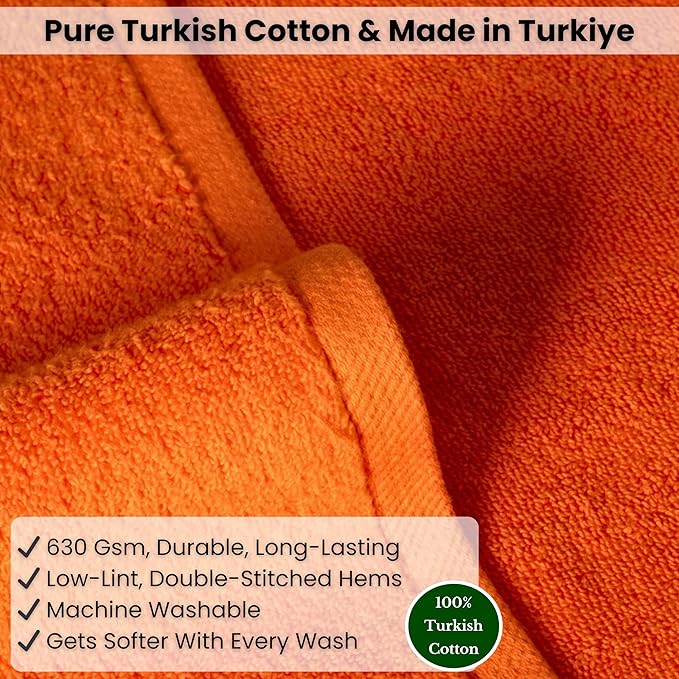SALBAKOS Luxury 100% Turkish Cotton 40x80 in Extra Large Beach & Bath Towels | Oversized Bath Sheets | Premium Hotel Quality Thick Soft Absorbent Turkish Towel (Pack of 1, Orange, Jumbo Bath Sheet)