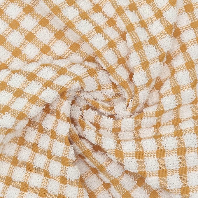 Cotton Cleaning Rags Terry Dish Cloths for Washing Dishes, Set of 8 Dish Rags for Cleaning, Light and Soft Dish Towels for Kitchen Drying Dishes, 11.8 Inch x 11.8 Inch (Dark Orange)