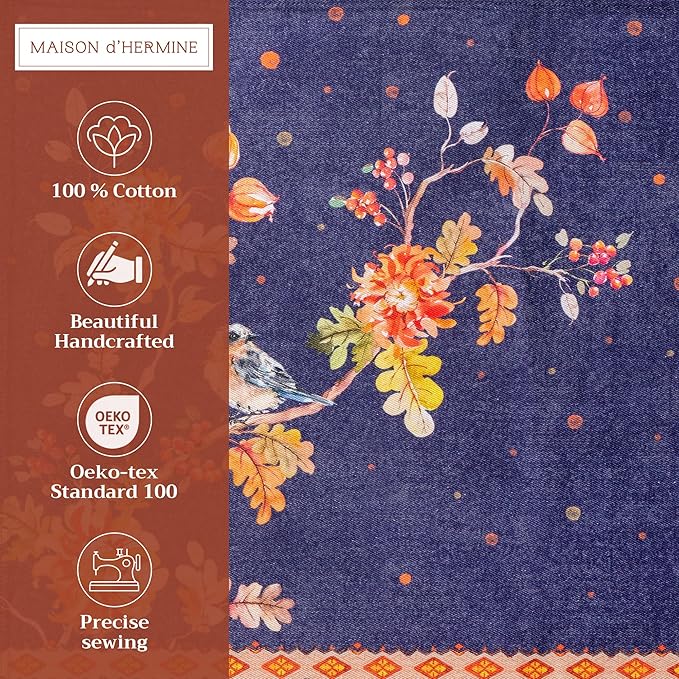 Maison d' Hermine Placemats Set of 4 100% Cotton Washable Cloth Place Mats, Reusable Table Mats for Thanksgiving Christmas Decorations Kitchen Dining Party Wedding (Kelim - Infinity, 13" x 19")