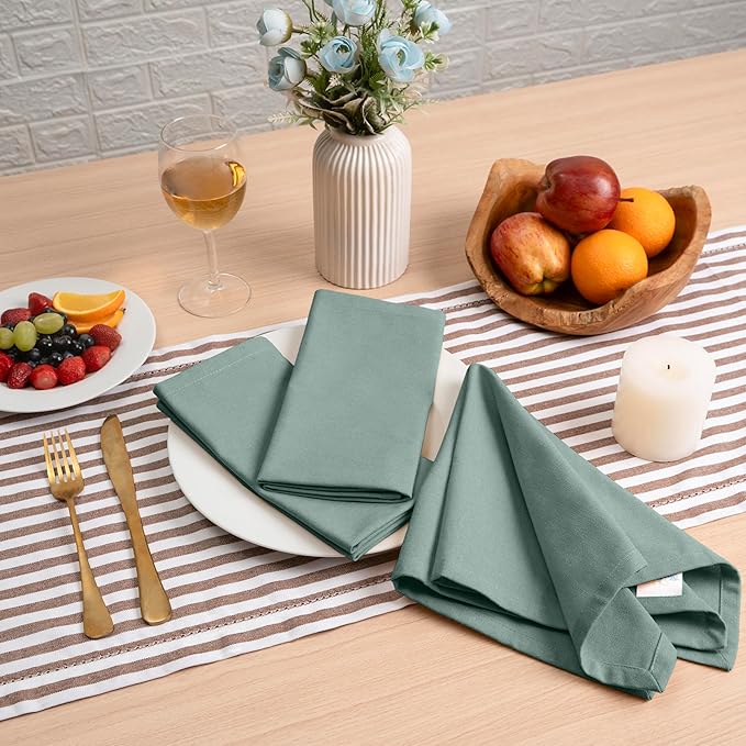 Blue Needles Solid Cloth Napkins Set of 12 Hunter Green 100% Cotton Dinner Napkins 18x18 inches - Soft, Reusable, Absorbent & Washable Linen, Ideal for Spring Summer Easter Parties & Everyday Use