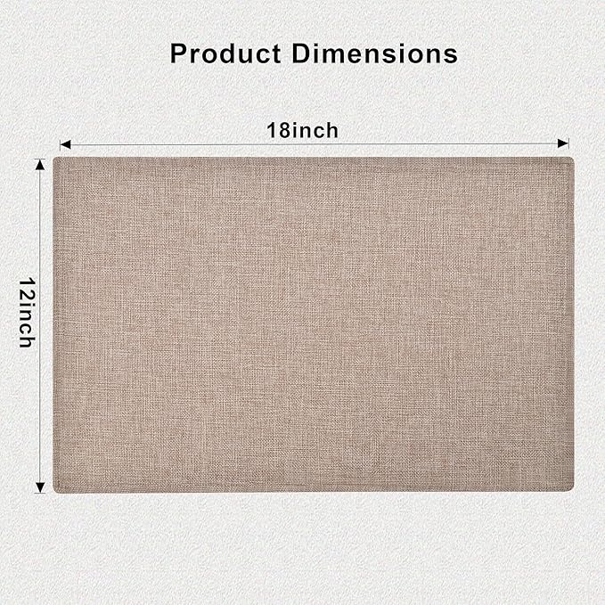 SLKQG Linen-Look Fabric Placemats Set of 4, Heat Resistant & Machine Washable Double-Layered Cloth Placemats for Dining Table, Indoor/Outdoor Use, Non-Slip Kitchen Table Mats (4, Natural Linen)