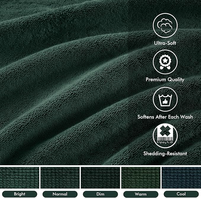 Madison Park 800GSM Bath Sheet Towel Oversized 34" x 68" 2 Pack 100% Cotton Bath Towel Set Highly Absorbent Hotel Spa Quality for Bathroom, Dark Green