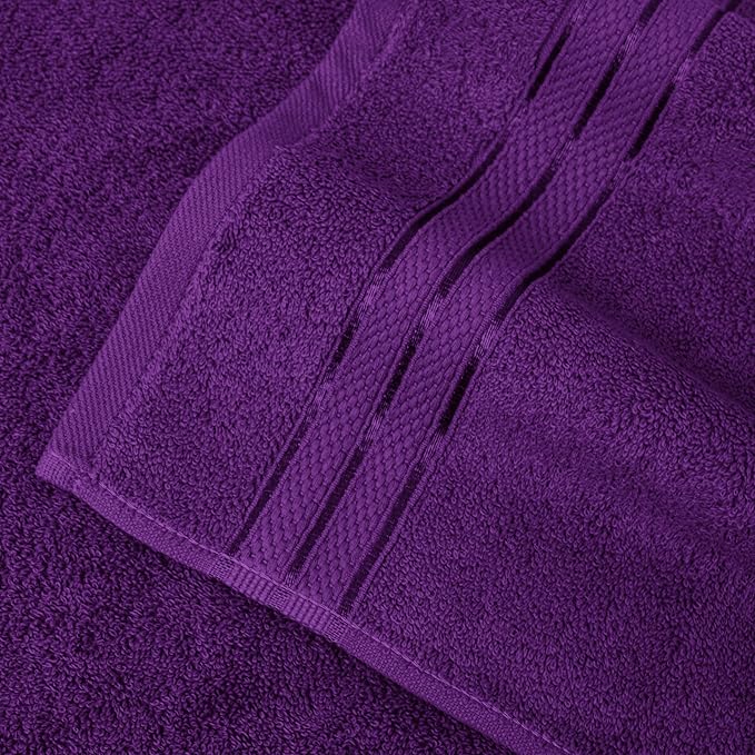 Elegant Comfort Three Line Popcorn Towel Set for Bathroom 27 x 54 inches, Premium Hotel Quality 2-Pack Bath Towels, 100% Turkish Cotton, Soft and Durable, Quick Dry and Highly Absorbent, Purple
