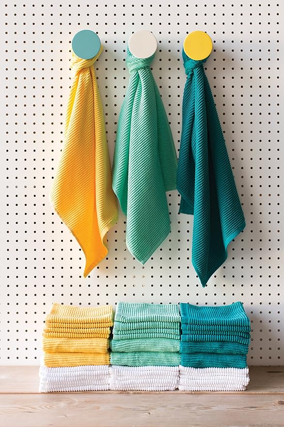 Now Designs Ripple Kitchen Towel, Set of 2, Peacock Green