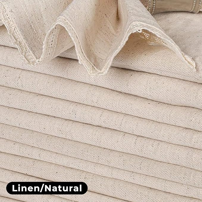 Homidate Cloth Dinner Napkins Linen Flax Cotton 18x18 Set of 12 – Natural with Lace & Mitered Corners – Machine Washable Reusable Fabric Napkins for Weddings, Parties & Table Decorations