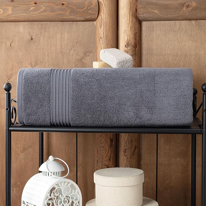 Milara Turkish Cotton Bath Sheet 35 x 70 Inches – Luxury Extra Large, Ultra Soft & Highly Absorbent Oversized Bath Towel, Premium Hotel Quality, Anthracite Dark Gray
