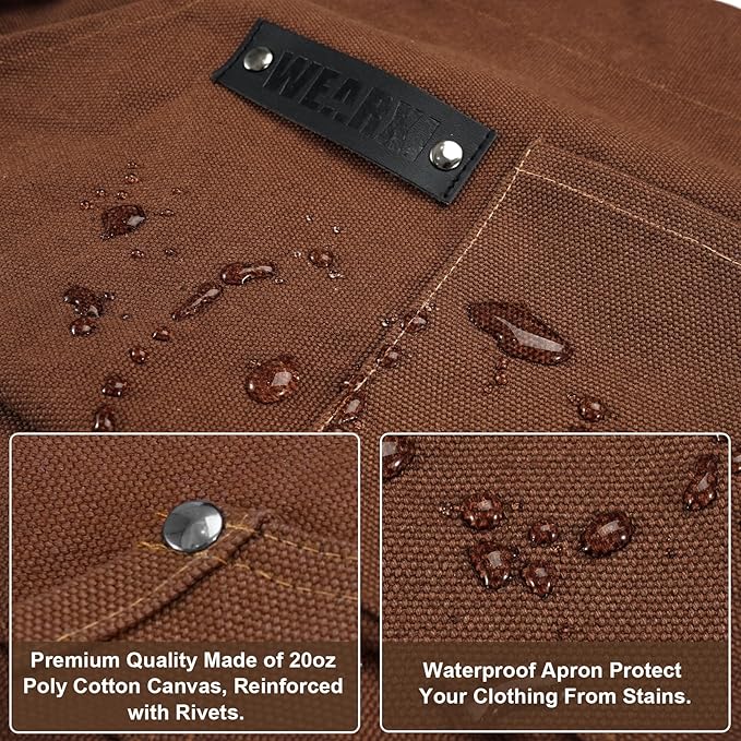 WEARXI Aprons for Men, Woodworking Apron with Tool Pockets, Canvas Work Apron for Woodworkers, Mechanics, Blacksmiths, Carpenters S-XXXL, Mens Aprons Gifts for Dad, Gifts for Father Day, Dad Gifts