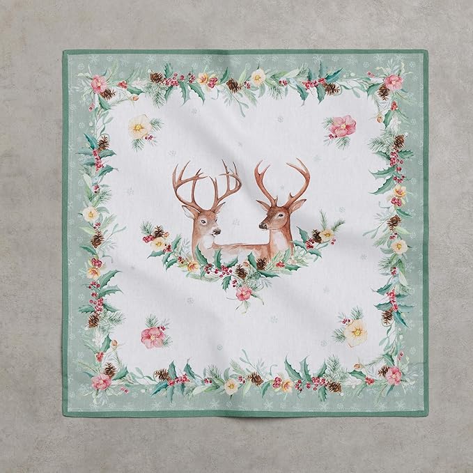 Maison d' Hermine Cloth Napkins Set of 4 100% Cotton Everyday Reusable Square Napkins Cloth Washable Dinner Party Wedding Restaurant Gifts for Mothers Day Spring/Summer (Xmas, 18" x 18")