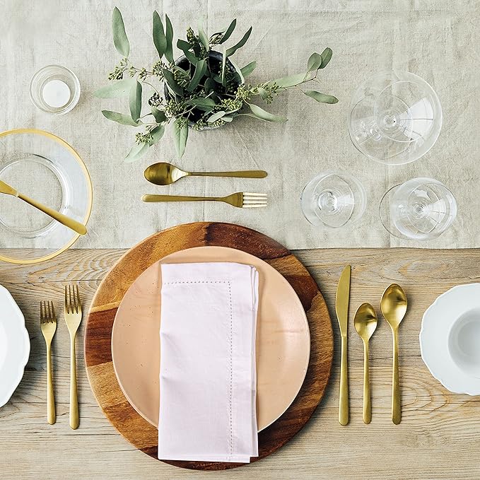 Hausattire Cloth Napkins 12 Pack 20x20 Inches Flax Cotton Washable and Reusable Table Dinner Napkins for Hotel, Restaurant, Weddings,Parties| Absorbent Cloth Napkins Easter Basket Decor|White