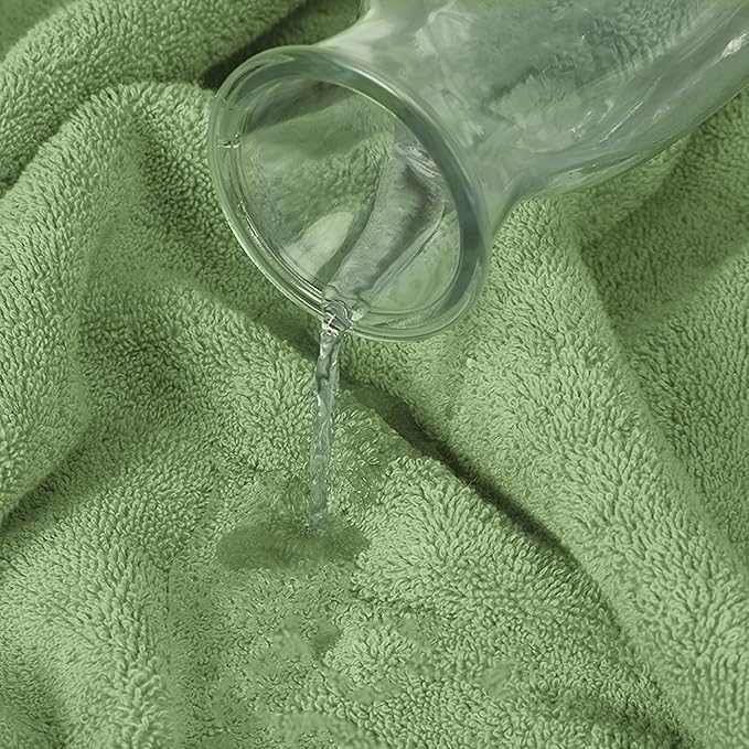 Mocassi Luxury 100% Turkish Cotton 6-Piece Towel Set - Ultra Soft, Quick Dry Highly Absorbent Premium Spa Hotel Quality Bath Towels, Includes 2 Bath Towels, 2 Hand Towels and 2 Washcloths, Sage