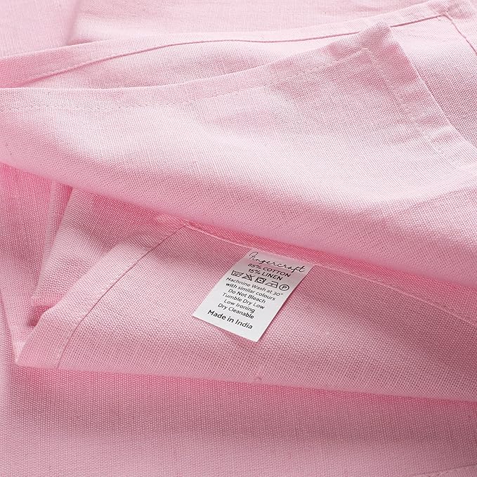 FINGERCRAFT Cloth Dinner Napkins Cotton Linen Fabric Soft Set of 12 Plain Reusable Washable for Dining Party Table Decoration 18x18 Inch Pink Lady Easter Color