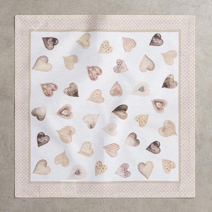 Maison d' Hermine Cloth Napkins Set of 4 100% Cotton Everyday Reusable Square Napkins Cloth Washable Dinner Party Wedding Restaurant Gifts for Mothers Day Spring/Summer (Lovely Hearts, 18" x 18")