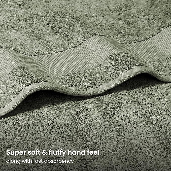 BIOWEAVES 100% Organic Cotton 700 GSM Plush Premium Washcloths 13" x 13" GOTS Certified, Face Towels Perfect for Home & Bathroom - Sage, Pack of 12