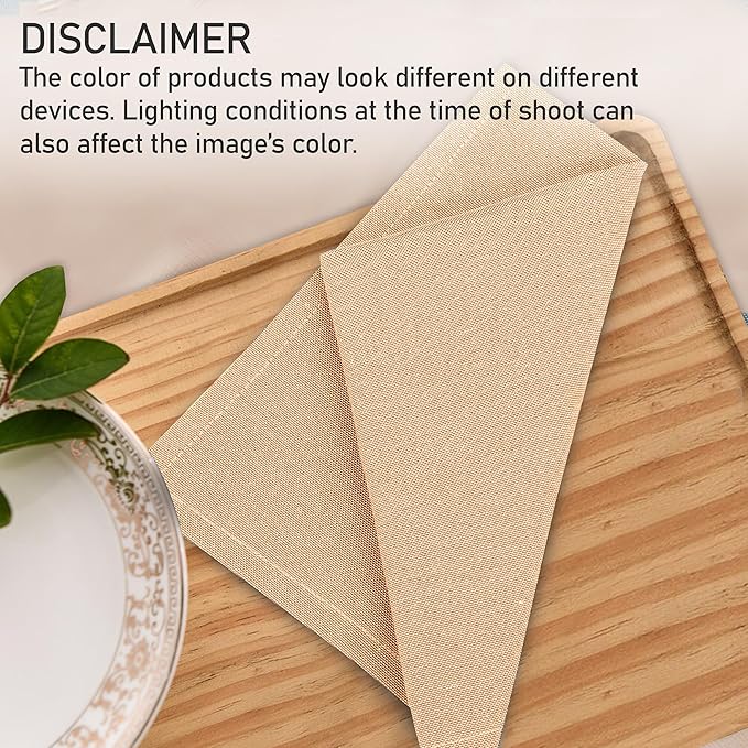 Ruvanti Cloth Napkins Set of 12, 18x18 Reusable Napkins Cloth Washable, Soft & Durable Table Napkin, Poly Cotton Fabric Dinner Napkins for Parties, Christmas, Thanksgiving, Weddings - Honey