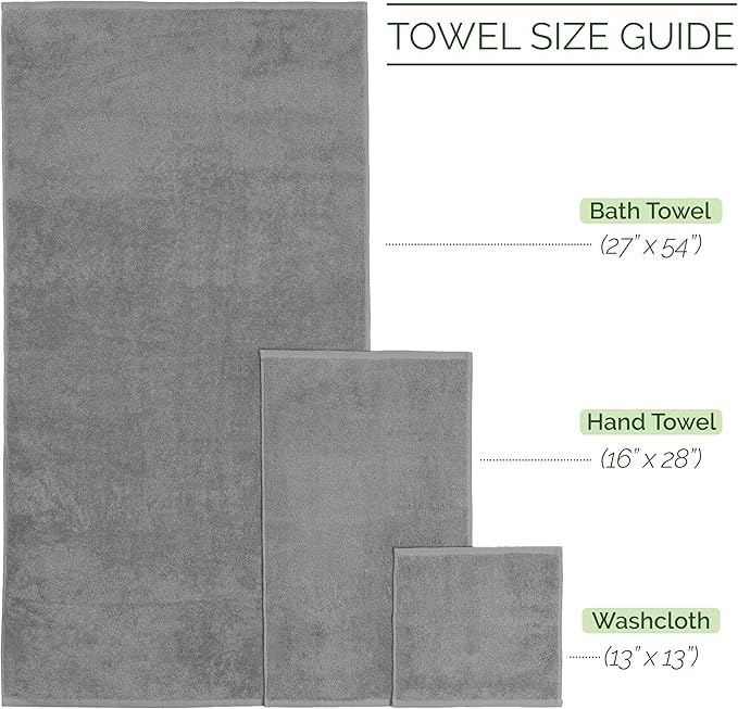Elegant Comfort Luxury 6-Piece 100% Turkish Cotton Jacquard Braided Textured Premium Hotel Quality Towel Set– Soft and Absorbent, Includes 2 Bath Towels, 2 Hand Towels and 2 Washcloths, Gray