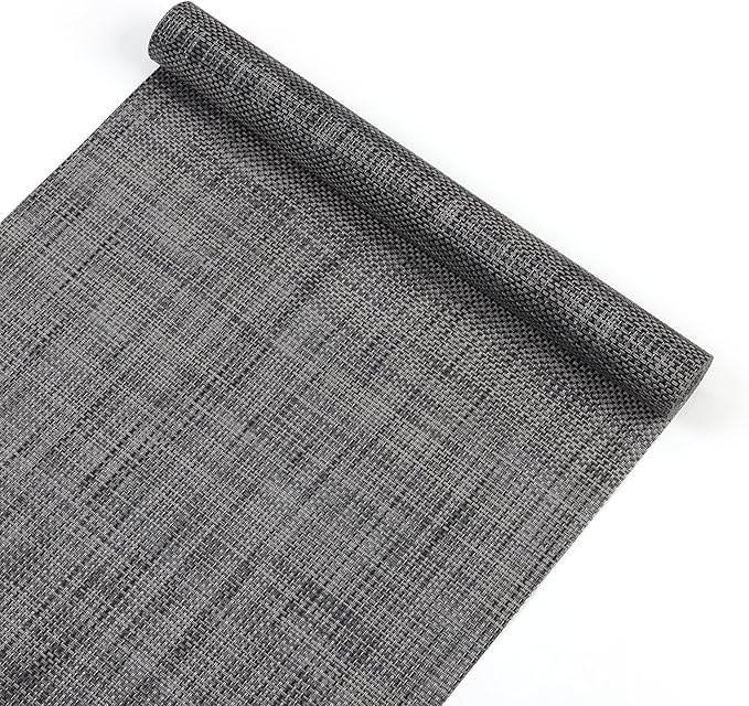 SHACOS Woven Vinyl Table Runners 12 x 54 inch Wipeable PVC Weave Table Runner Heat Resistant Runner for Dining Table Indoor Outdoor, Dark Gray