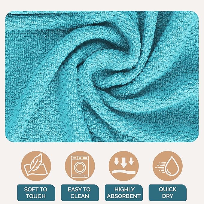 Casa Platino Kitchen Towels and Dish Towels for Kitchen, Cotton 8 Piece Set Includes 4 Hand Towels & 4 Dish Cloths, Refresh Your Prep Space with Vibrant, Quick-Dry Utility – Aqua
