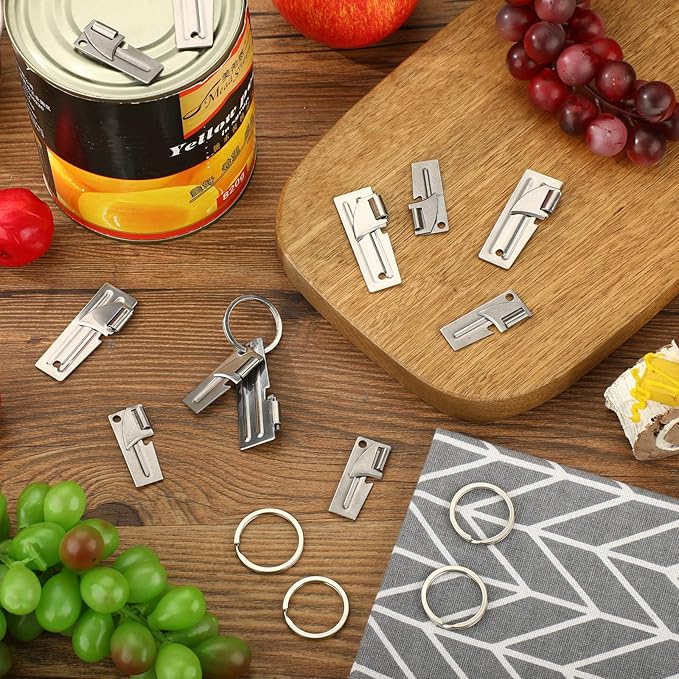 P-38 and P-51 Military Style Can Openers with Key Rings Stainless Steel Camping Can Opener Portable for Kitchen Travel Camping Survival(24 Set)