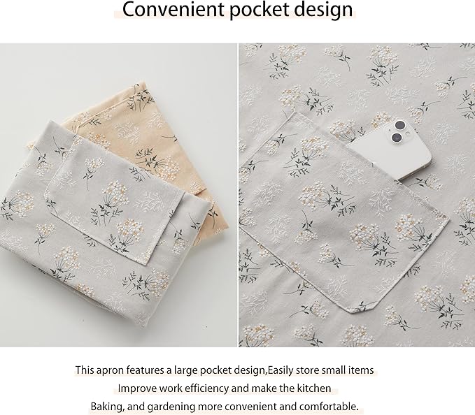 Japanese Kitchen Apron for Women & Men,Adjustable Chef Apron with Pocket,Unisex Apron for Home,BBQ,Garden