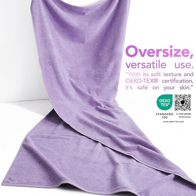 American Soft Linen 100% Cotton 600 GSM Turkish 40x80 Oversized Bath Towel Sheet, Extra Large Adult Towels for Bathroom, Lilac Bath Sheet