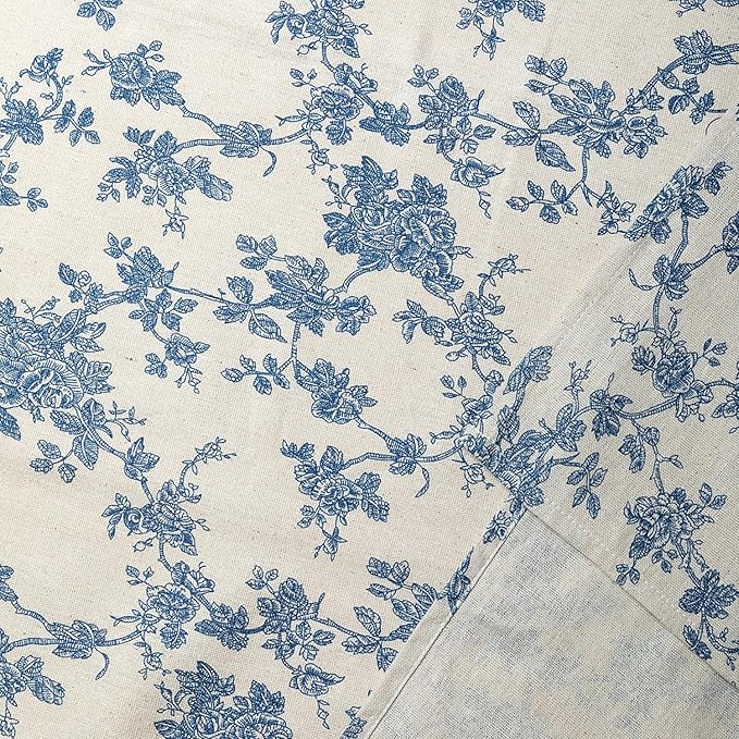 YiHomer Pastoral Rectangle Tablecloth - 60 x 84 Inch Table Cloth - Washable Table Cover with Dust-Proof Wrinkle Resistant for Restaurant, Picnic, Indoor and Outdoor Dining, Floral (Dark Blue)