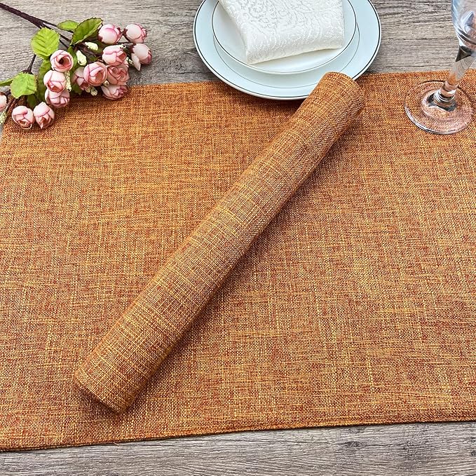 Weabetfu Cloth Placemats Set of 4 Heat Resistant Dining Table Placemmats Cotton Linen Machine Washable Kitchen Table Mats Wrinkle Free Thick Fabric Place Mats,Easy to Clean,13" x 19"