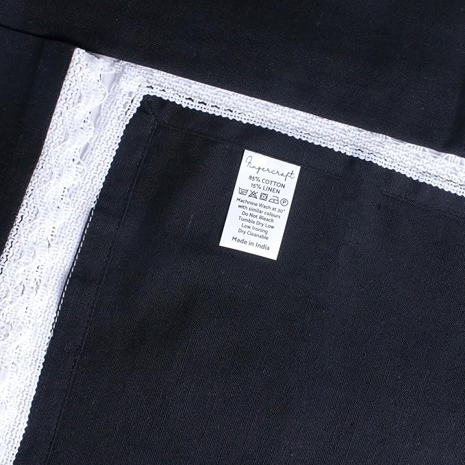 FINGERCRAFT Dinner Cloth Napkin Cotton Linen Blend 4 Pack Mitered Corners with Elegant Lace for Everyday Use Napkins are Pre Shrunk and Good Absorbency Black Easter Color