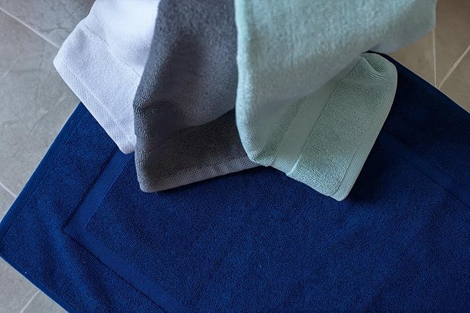 SALBAKOS 100% Turkish Cotton Bath Mat Set 2-Piece - 20x34 inch, Hotel & Spa Collection, Soft, Absorbent, Long Lasting, Durable Bathroom Rugs | Made in Turkey (Navy, 2 Bath Mats)