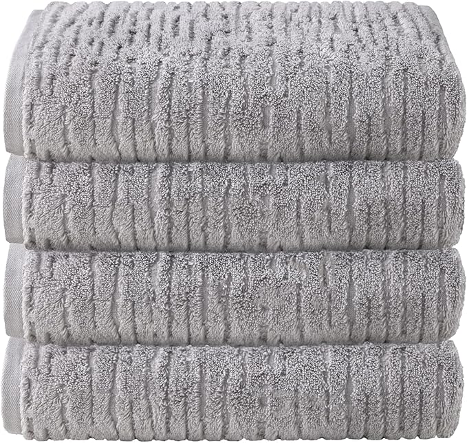 SKL Home CloudSoft Cotton Luxury 4 Pc Bath Towel Set, Gray