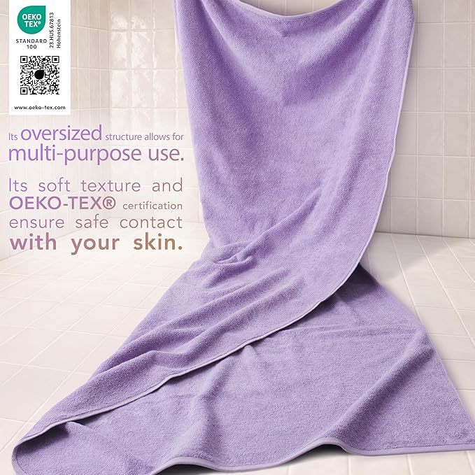 Cotton Paradise 100% Cotton 40x80 Oversized Bath Sheet, Extra Large Turkish Bath Towels for Bathroom, Lilac Bathsheet