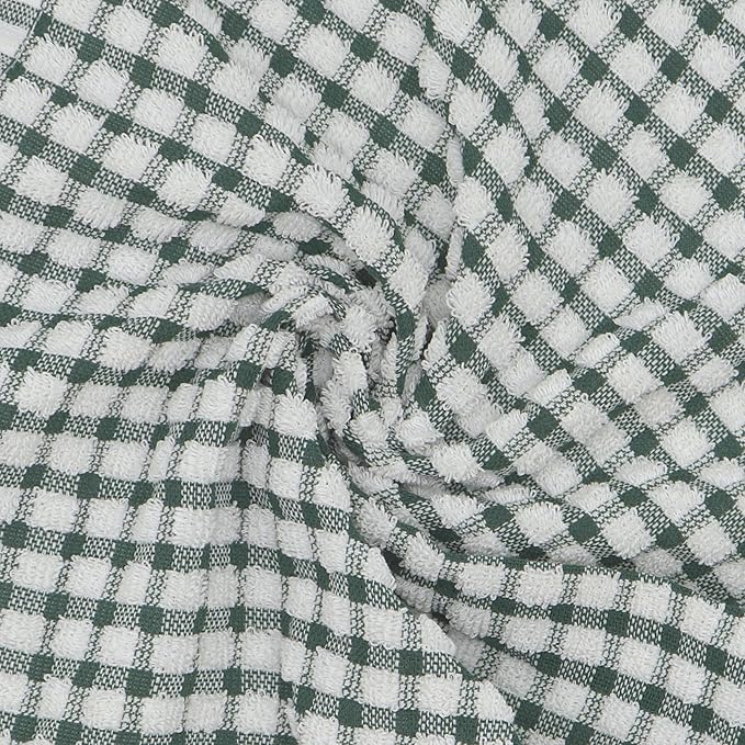 Cotton Cleaning Rags Terry Dish Cloths for Washing Dishes, Set of 8 Dish Rags for Cleaning, Light and Soft Dish Towels for Kitchen Drying Dishes, 11.8 Inch x 11.8 Inch (Dark Green)