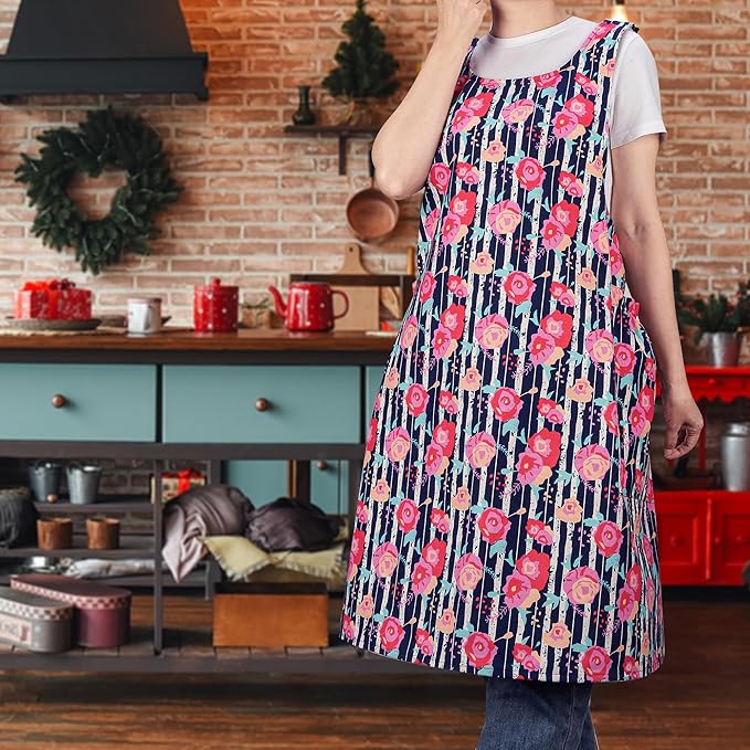 NEOVIVA Kitchen Aprons for Women with Pockets,Cooking Aprons for Women,Vintage Apron for Baking Gardening,Gifts for Mothers