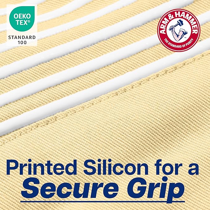 Arm & Hammer Striped Oven Mitts, Heat Resistant, Non-Slip Silicone Grip, 2 Pack, Gold