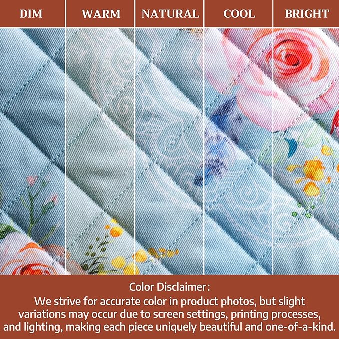 Maison d' Hermine Pot Holders 100% Cotton Heat Resistant Potholders 8" x 8" Hot Pads with Loop BBQ Cooking Baking Gifts for Mothers Day Handling Hot Pans Spring/Summer (Pack of 2, Ibiza - Blue)