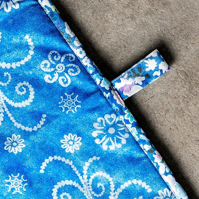 Maison d Hermine Summer Blue 100% Cotton Easter Double Oven Glove with Loop Heat Resistant for BBQ | Cooking | Baking | Grilling | Microwave | Barbecue | Spring/Summer (7.5 Inch by 35 Inch)