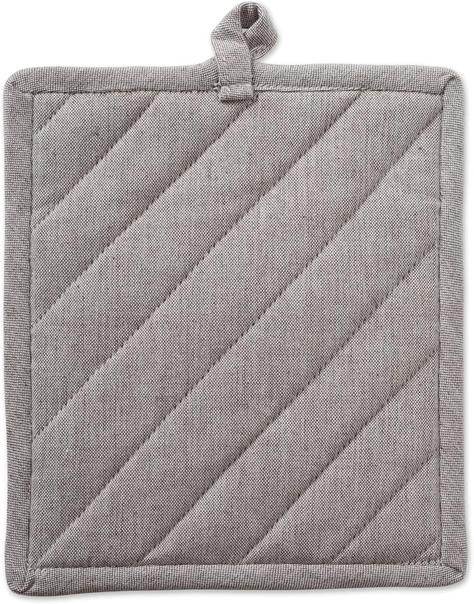 DII 100% Cotton Solid Chambray Kitchen Set, Potholders, Stone, 2 Piece