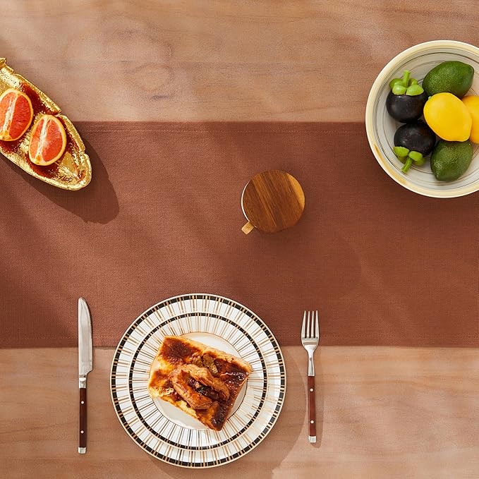 ZeeMart Rustic Cotton Linen Table Runner, 13x90 Inches Terracota, Farmhouse Style Rust Table Runners 90 Inches Long, Washable Kitchen Dining Table Decoration for Home Party Decor