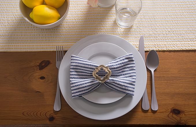 DII 100% Cotton Seersucker Striped Tabletop Collection, Blue, Napkin Set, 6 Piece