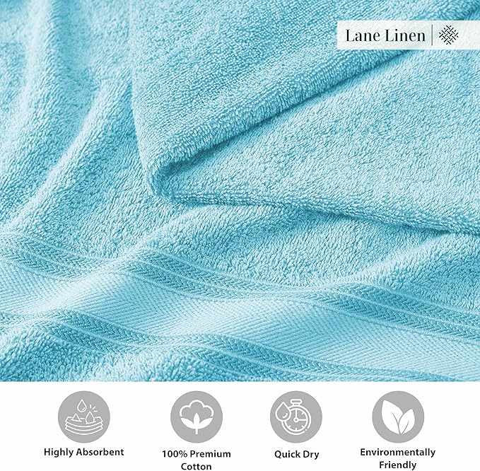 LANE LINEN Extra Large Bath Towels for Bathroom, Zero Twist, 100% Cotton Quick Dry Bath Sheet Set, Bath Towel Sets for Bathroom, Soft Shower Towels, Hotel Towels, Luxury Bath Towels Set of 4 - Blue