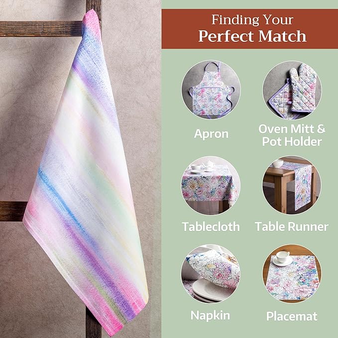 Maison d' Hermine Kitchen Towels Set of 3 100% Cotton 27.50" x 20" Reusable Cloth Tea Dish Towels Absorbent with Hanging Loop for Kitchen Gifts for Mothers Day Spring/Summer (Floral Love)