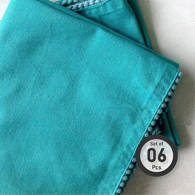 TARAN LIVING Kitchen Towels with Hanging Loop, 100% Cotton Solid Kitchen Dish Cloths, Valentine Decor Kitchen Hand Towel Reusuable Dish Towel for Cleaning, Drying, 18"x 28", Pack of 6 Teal