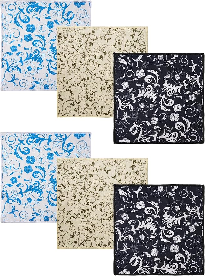 Microfiber Kitchen Towels 11.8" X 11.8" (6 Pack) Quick Dry Dish Towel with Hanging Loop, Ultra Absorbent Reusable Cleaning Dishcloths, Sustainable Decorative Hand Towels Housewarming Gifts