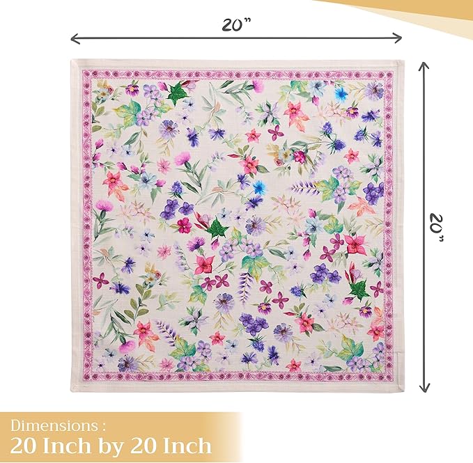 Maison d' Hermine Cloth Napkins Set of 4 100% Cotton Everyday Reusable Square Napkins Cloth Washable Dinner Party Wedding Restaurant Gifts for Mothers Day Spring/Summer (Chardon, 20" x 20")