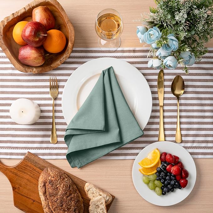 Blue Needles Solid Cloth Napkins Set of 12 Hunter Green 100% Cotton Dinner Napkins 18x18 inches - Soft, Reusable, Absorbent & Washable Linen, Ideal for Spring Summer Easter Parties & Everyday Use