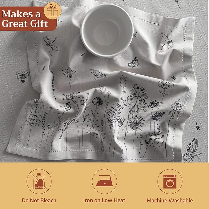 Maison d' Hermine Cloth Napkins Set of 4 100% Cotton Everyday Reusable Square Napkins Cloth Washable Dinner Party Wedding Restaurant Gifts for Mothers Day Spring/Summer (Flore, 20" x 20")