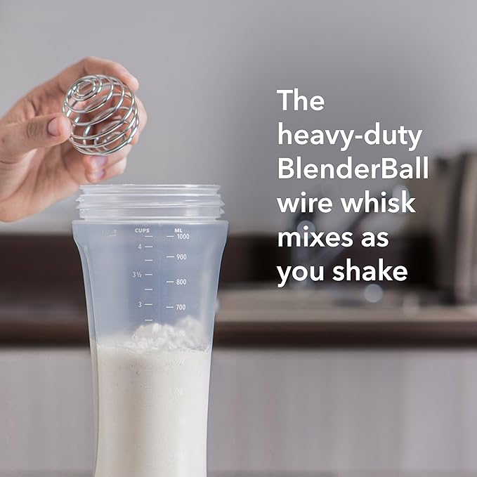 Whiskware Pancake Bottle, Batter Dispenser and Mixer with BlenderBall Wire Whisk, Durable, No-Mess, BPA Free, Dishwasher Safe, Mint