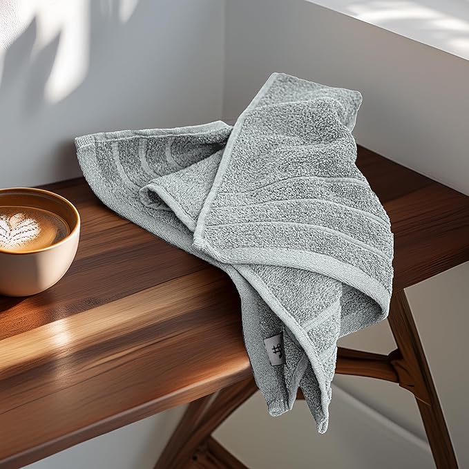 Tens Towels Pack of 6 Hand Towels, 100% Cotton, Lighter Weight, Quick to Dry, 16 x 28 Inches, Super Soft & Absorbent, Perfect for Bathroom & Kitchen, Cool Grey