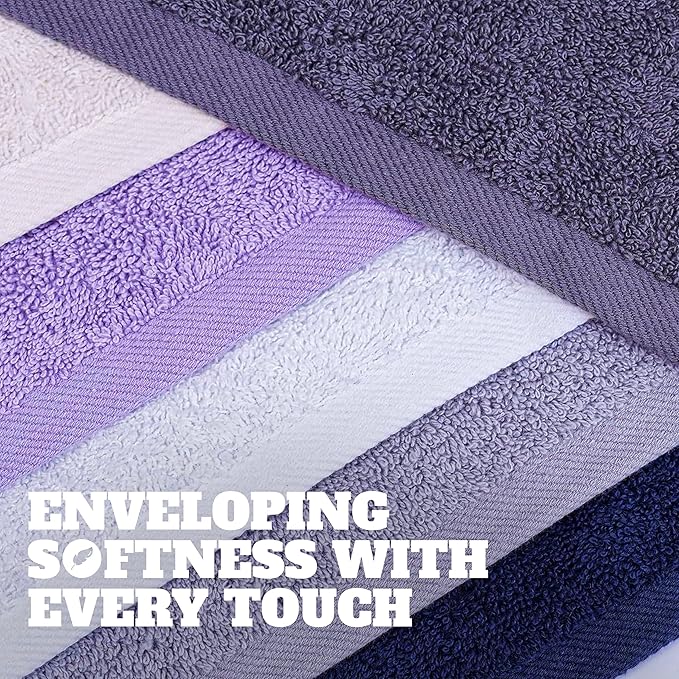 White Classic Wealuxe Cotton Hand Towels - Soft and Lightweight - 16x27 Inch - 12 Pack - Multi